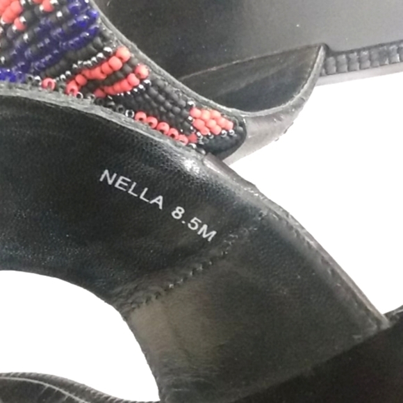 DANNIJO BLACK LEATHER NELLA BEADED SANDALS 8.5 - Picture 7 of 13